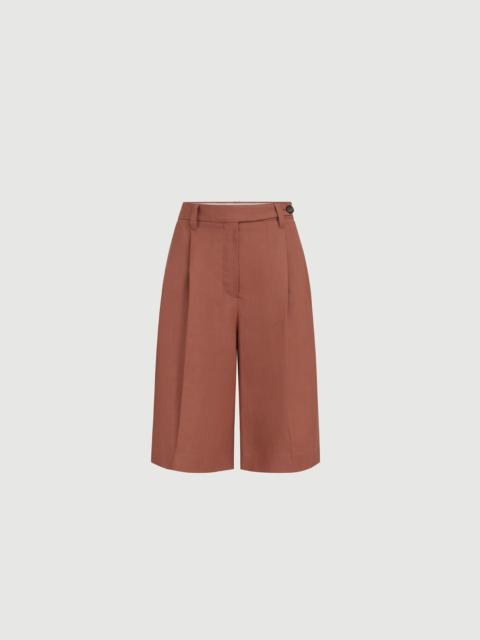Viscose and linen fluid twill sartorial Bermuda shorts with monili