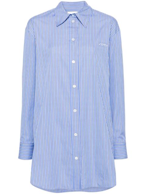 logo-embroidered striped shirt