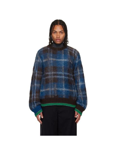 Brown & Blue Plaid Mohair Sweater
