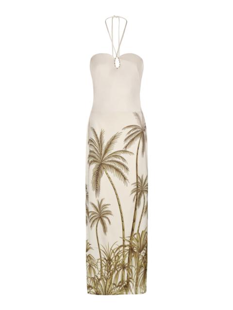 Una Cancion Printed Maxi Dress olive