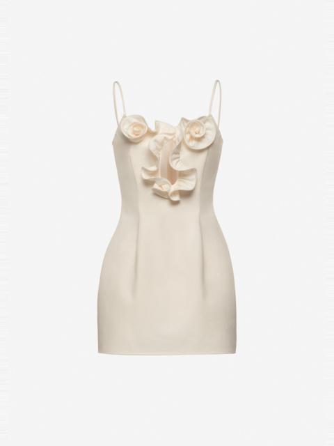 Cotton flower-detail mini beach dress in cream
