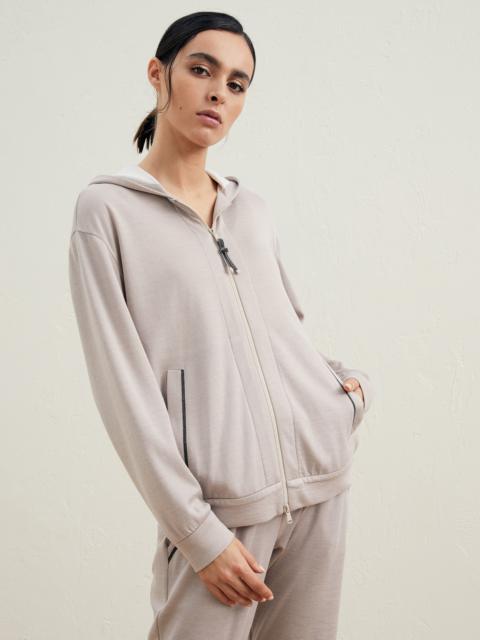 Cotton and silk French terry sweatshirt with monili