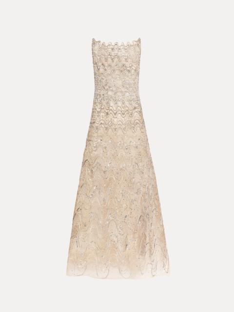 CRYSTAL WAVE EMBROIDERED DRESS