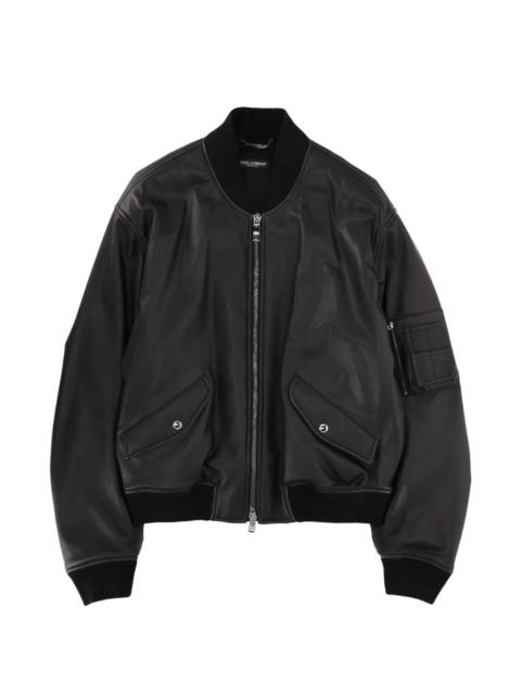 zip-up leather jacket