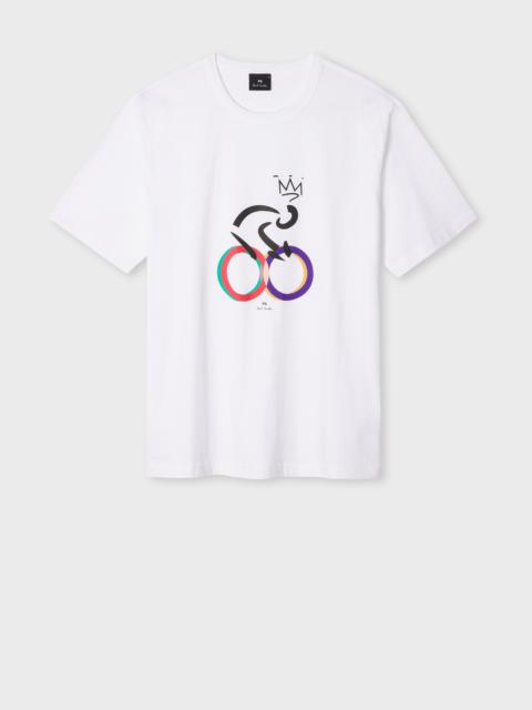 White 'Cyclist' Print T-Shirt