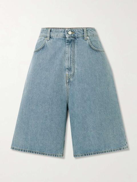 Isu high-rise organic denim shorts Light blue