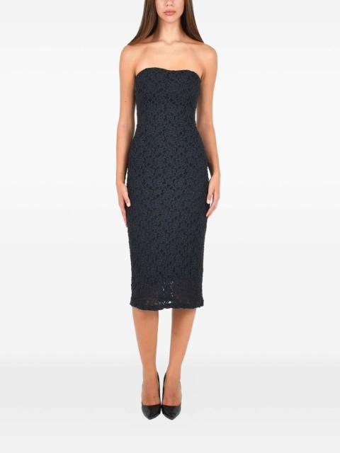 strapless lace midi dress