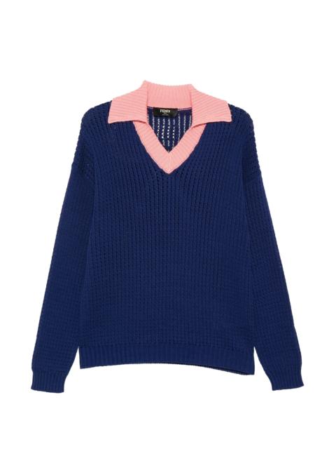 Fendi V-neck Collared Sweater