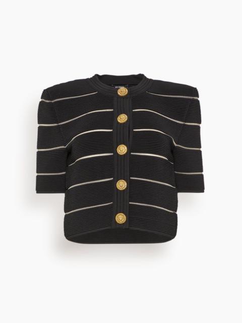 Stripe Knit Cardigan in Black