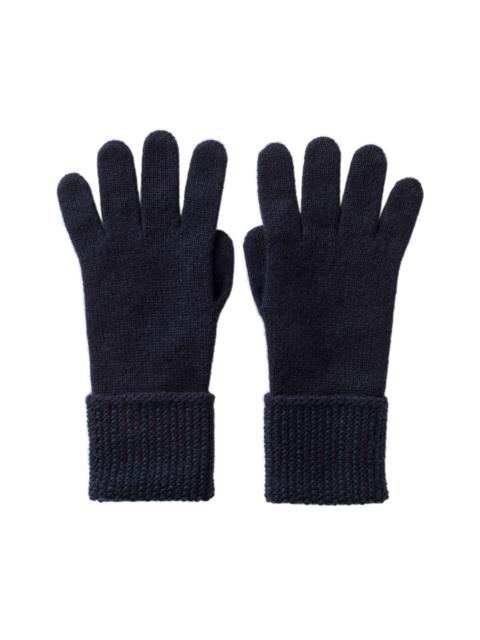 Seed Stitch Navy Cashmere Gloves