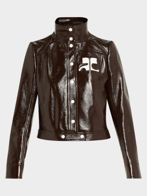 Textured Vinyl Crop Jacket