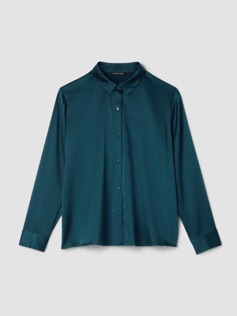 Stretch Silk Charmeuse Classic Collar Shirt