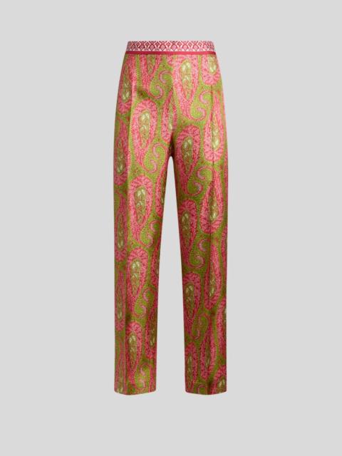 BOOTCUT TROUSERS WITH PLACED PAISLEY FOLIAGE PRINT