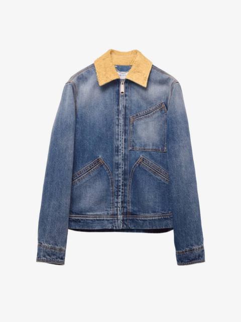 Suede Collar Denim Jacket