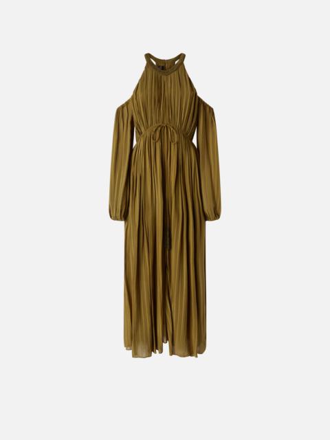 LONG OFF-THE-SHOULDER DRESS WITH BEADED EMBROIDERY