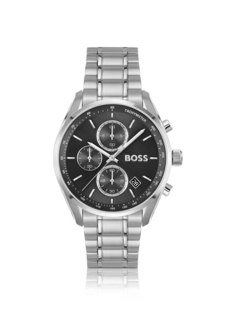 STEEL-BRACELET WATCH WITH BLACK DIAL