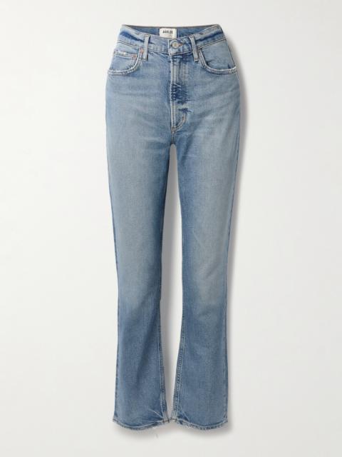 High Rise Stovepipe Frayed Straight-leg Organic Jeans