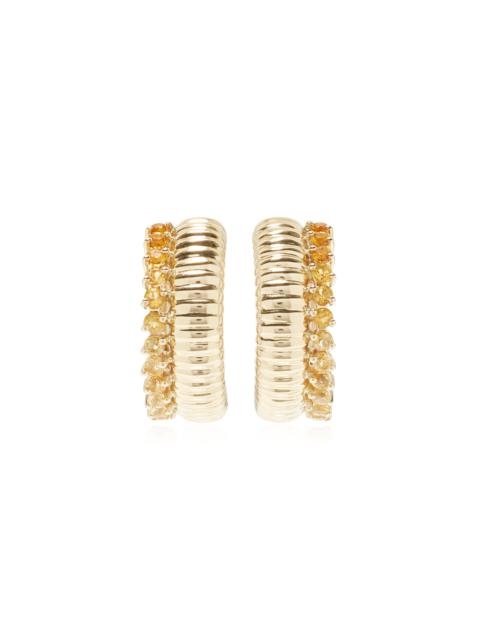 Exclusive Riviera Buoyed Brelingot 9K Yellow Gold Ombre Citrine Hoop Earrings multi