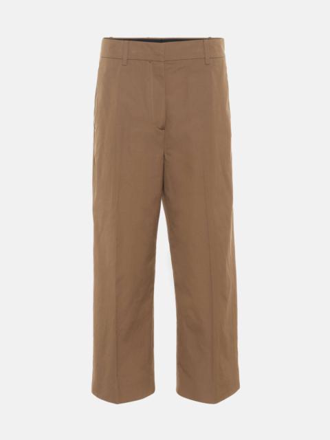 Cropped high-rise cotton pants