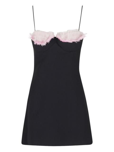 feather-trimmed sweetheart-neck dress