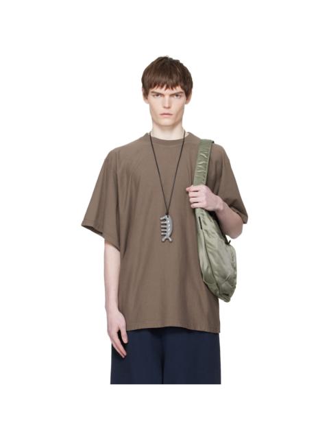 Taupe Embroidered-Logo T-shirt