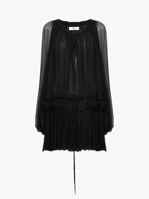 MINI CAPE DRESS IN SILK MOUSSELINE