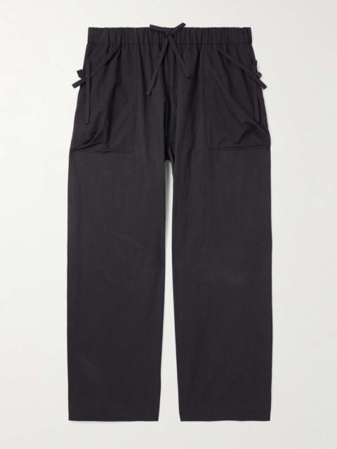 Straight-Leg Bow-Detailed Cotton-Blend Cargo Trousers