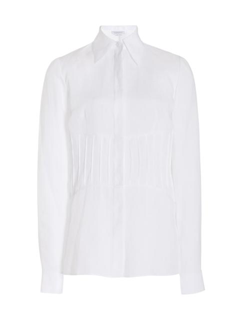 Duff Pleated Top in Aloe Linen