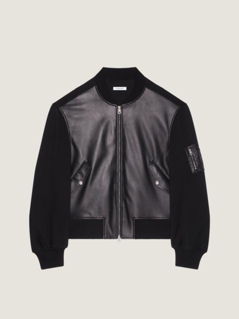 BOMBER IN NAPPA LEATHER AND WOOL