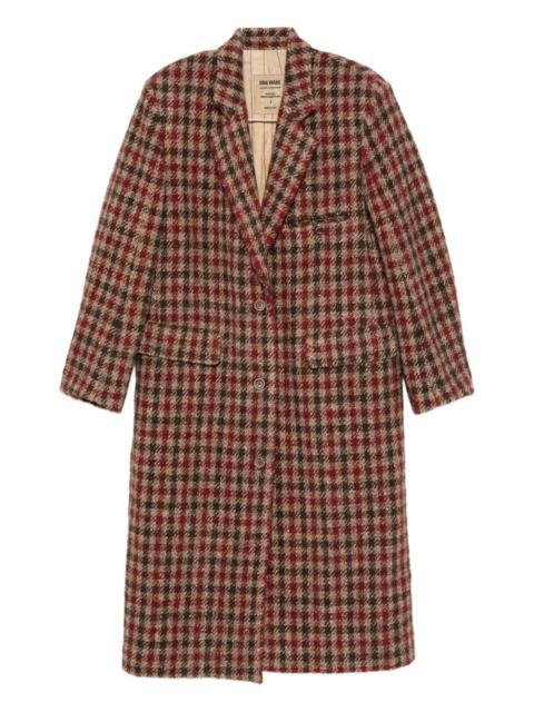checked single-breasted coat