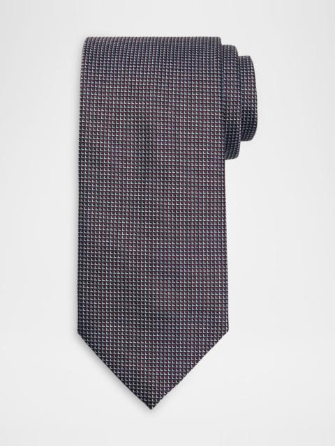 Men & apos;s Micro-Geometric Square Jacquard Silk Tie
