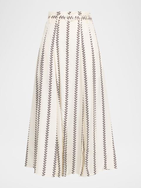 Dugald Belted Pleated Midi Skirt