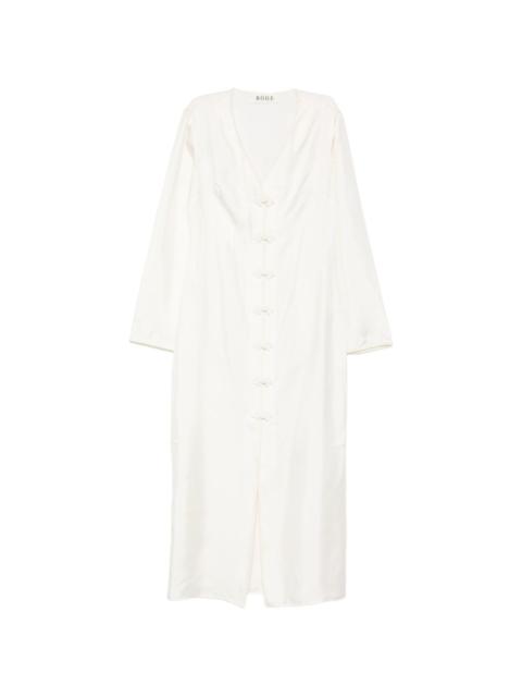 button V-neck midi dress