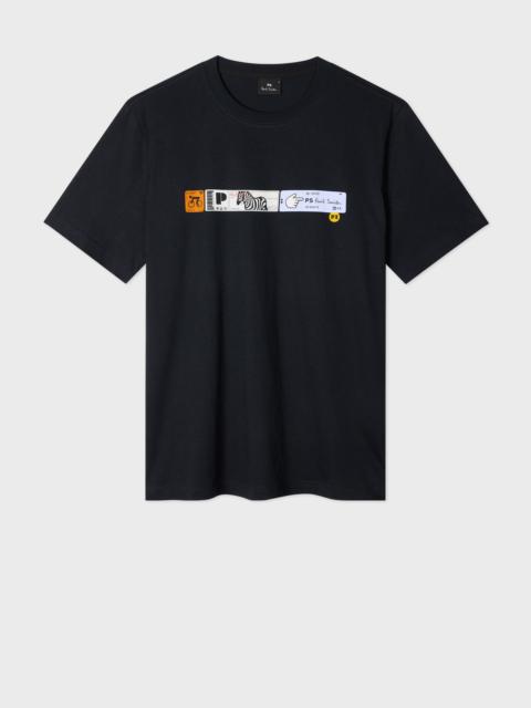 Navy 'Tickets' Print T-Shirt