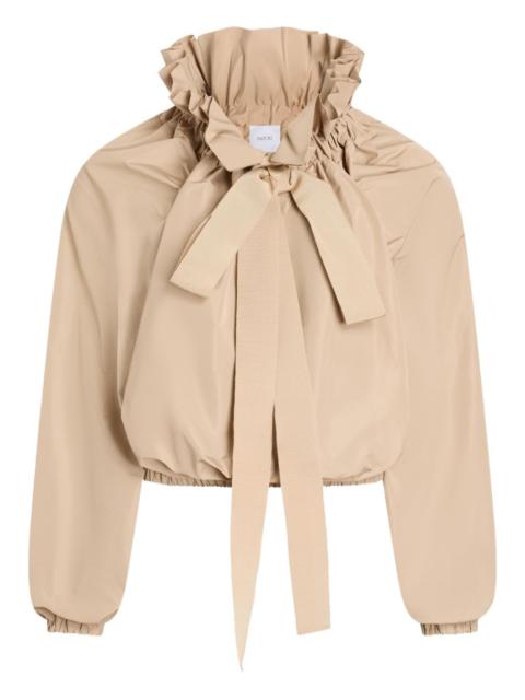 ruffled tie-neck top