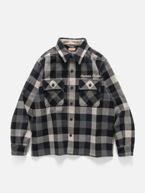 Wool Check Shirt Jacket Black