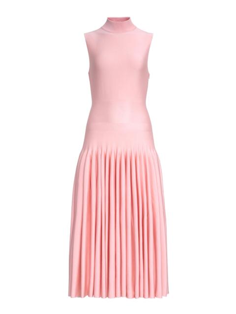 Drop-Waist Knit Cotton Midi Dress pink