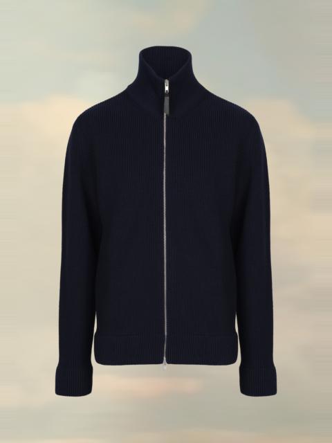 Knit zip-up cardigan