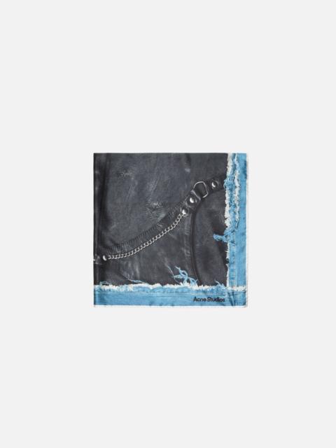 Printed silk scarf - Black/blue