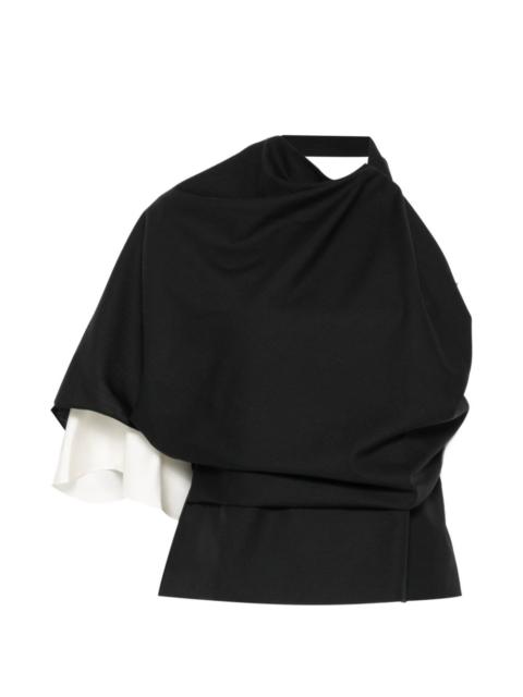 draped one-shoulder top