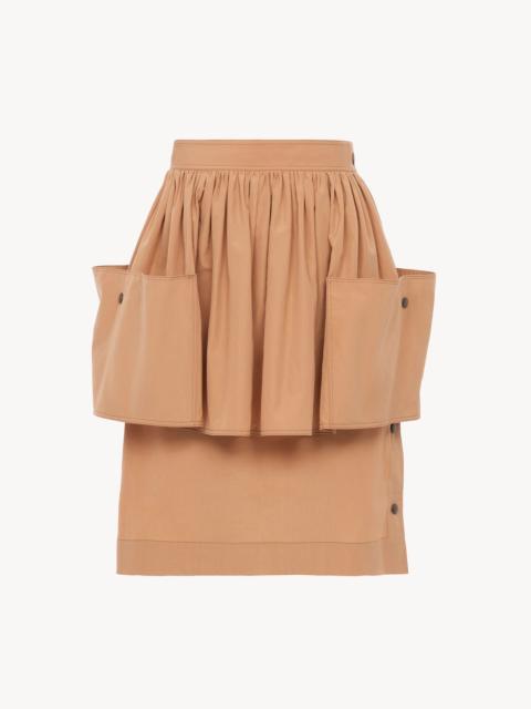 LAYERED KNEE-LENGTH SKIRT IN COTTON POPLIN