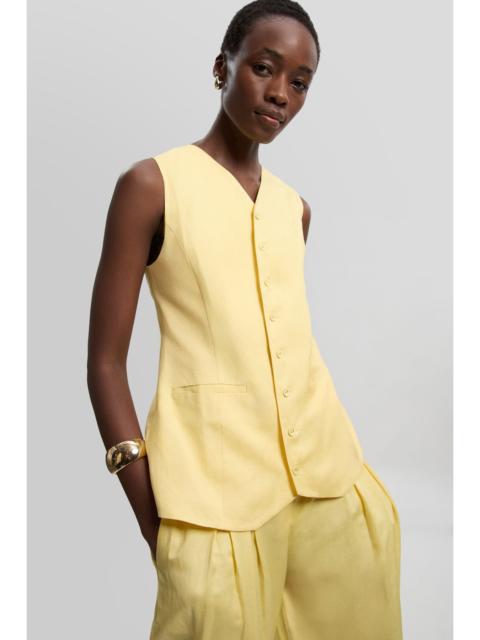 Viscose Linen Woven Longline Waistcoat
