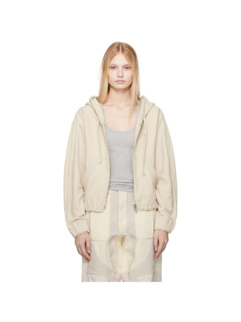 Moncler x Willow Smith Beige Zip-Up Eyelet Cotton Hoodie