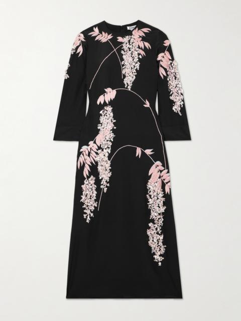 Harry Embellished Silk Crepe De Chine Midi Dress