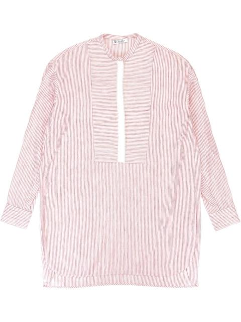 mock-neck striped shirt