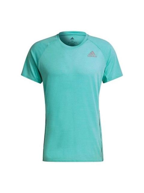 adidas Adi Runner Tee Reflective Sports Round Neck Short Sleeve Mint Green GJ9888
