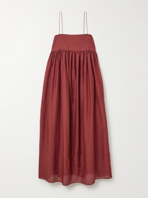 Pintucked Organic Cotton And Silk-blend Maxi Dress