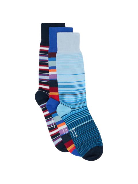 Three-Pack Multicolor Mixed Stripe Cracker Set Socks