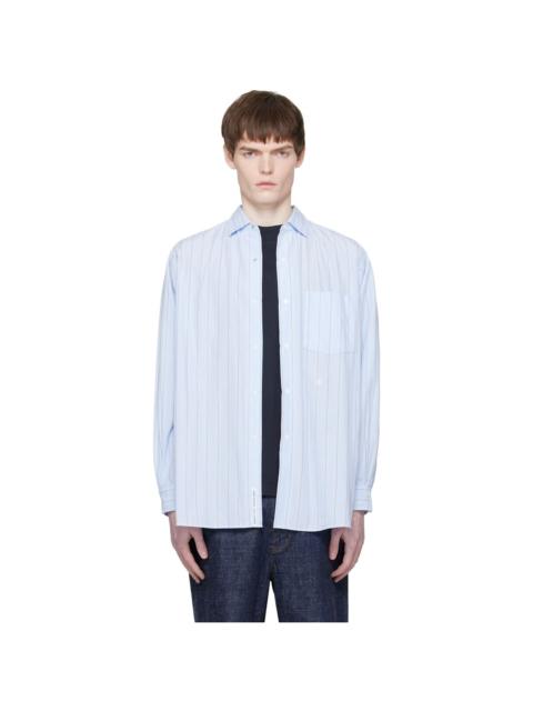 Blue Regular Collar Stripe Wind Shirt