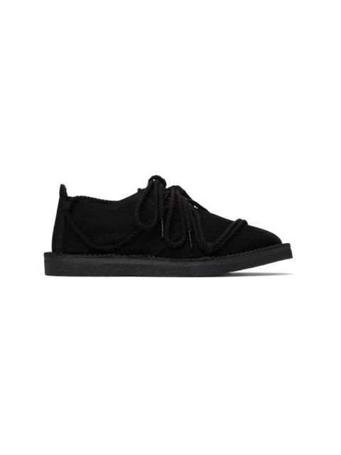 Black Nubuck Leather Random Rope Loafers